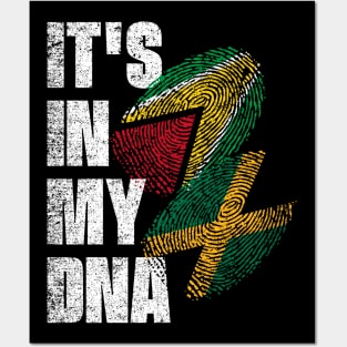 Jamaican And Guyanese Mix DNA Flag Heritage Posters and Art